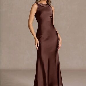 Azazie Cyanee Mocha Coco Maxi bridesmaids dress